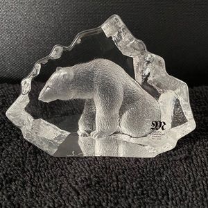 Mats Jonasson Crystal Polar Bear Sculpture